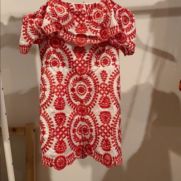 Strapless White romper with red embroidery - Picture 1 of 1
